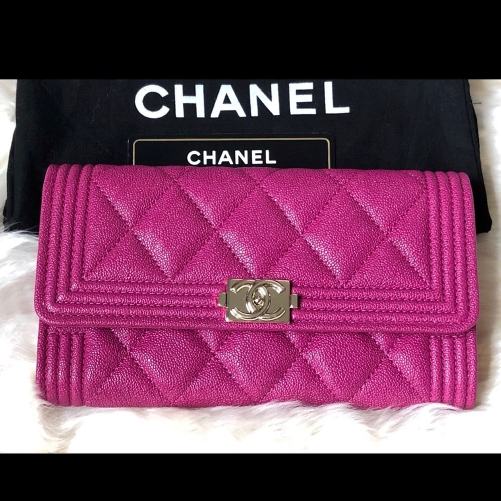 Chanel Dark Pink Caviar Medium Wallet